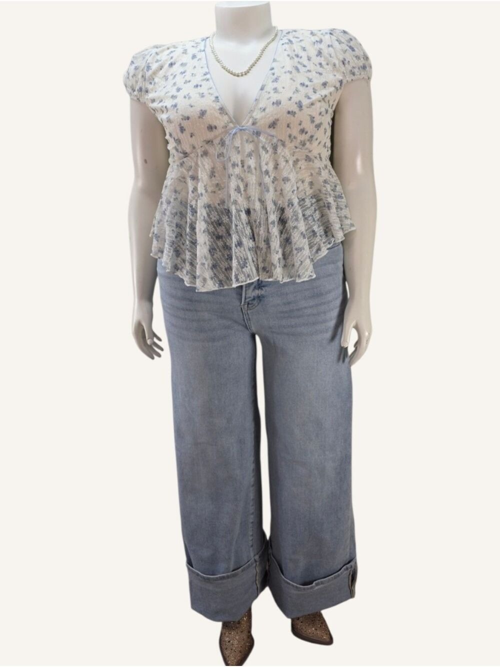 Risen The Genie 1X Tummy Control Wide Leg Cuffed Jeans NWT - Picture 7 of 10